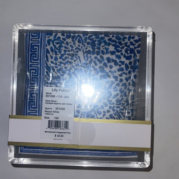 NWT/NIP Lilly Pulitzer Cocktail Napkin Holder Set - Resort White Twisted Up - Picture 7 of 8